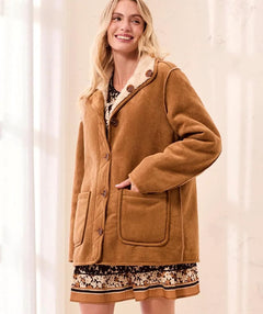Tribal Cozy Reversible Coat Walnut