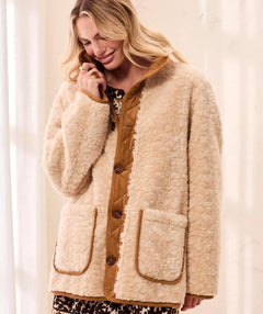 Tribal Cozy Reversible Coat Walnut
